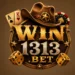 WIN1313 official logo in a metallic gold Western-style font over a dark rustic background.