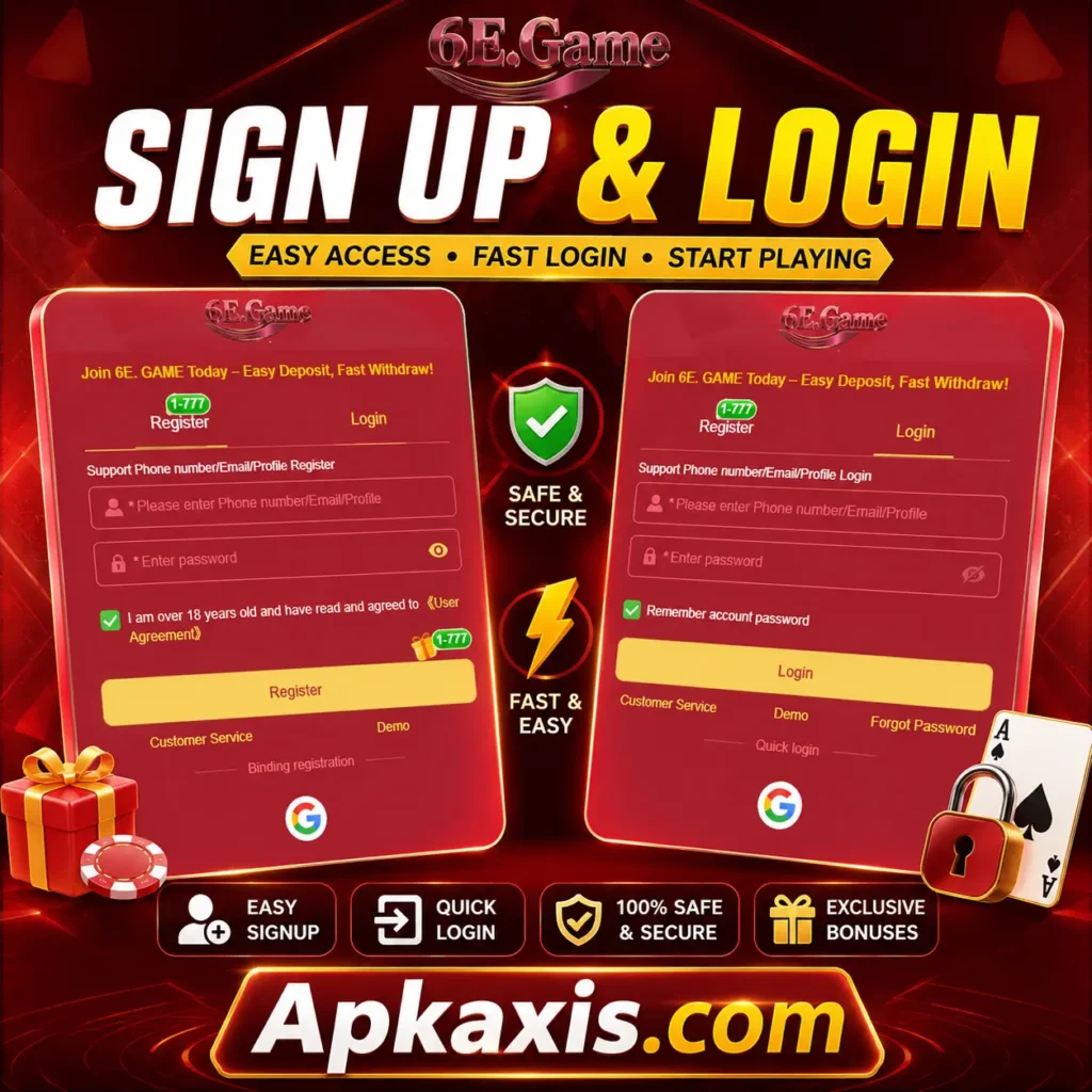 6e Game Registration and Login Screen