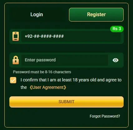 registration interface in 6r game