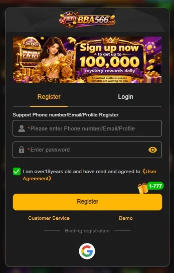 bba566 signup option